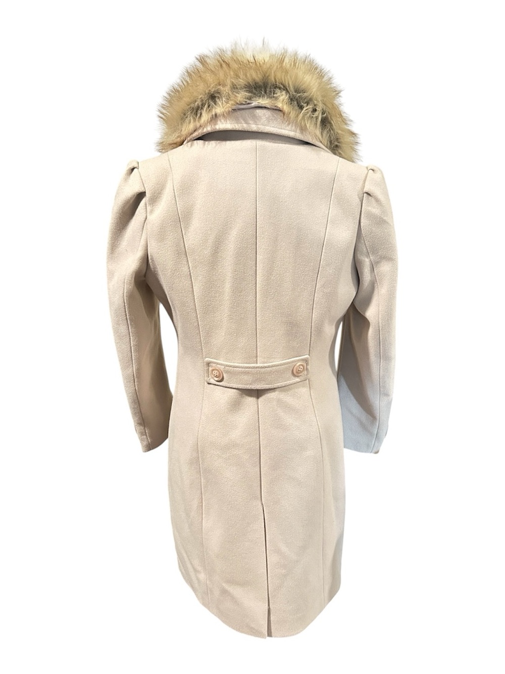Tailored Cream Trench Coat with Luxe Faux Fur Collar - Picture 2 of 8